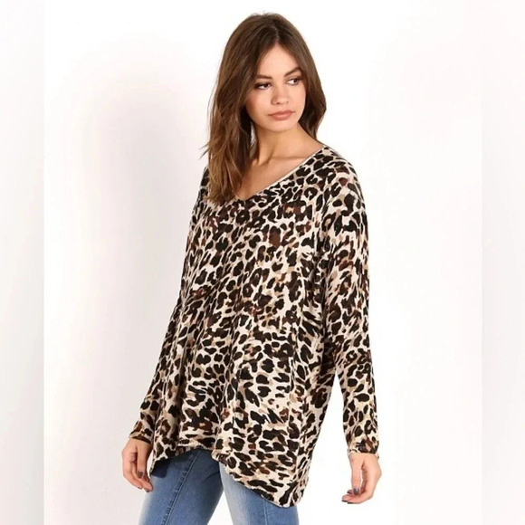 Show me your Mumu Mellow XS Overtop Sweater Cha Cha Animal Print Cheetah Knit - Picture 1 of 14